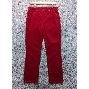 Talbots Corduroy High Rise Straight Leg Pants Size 6 Preppy Casual Stretch Red